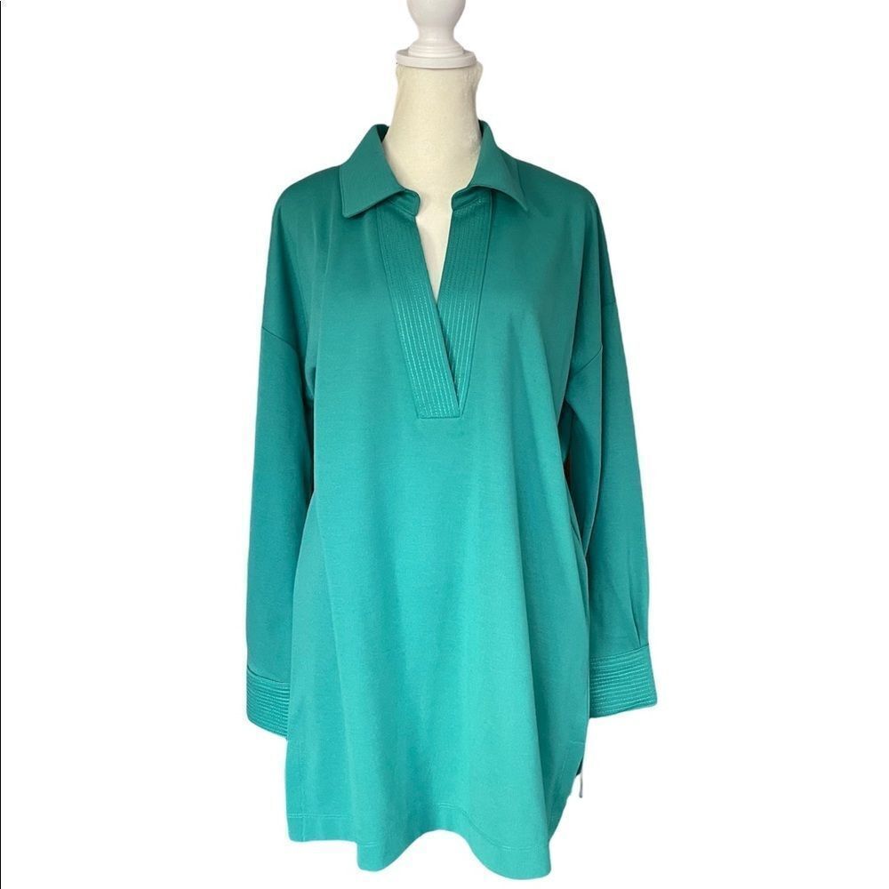Soft Surroundings long sleeve tunic top in teal size small